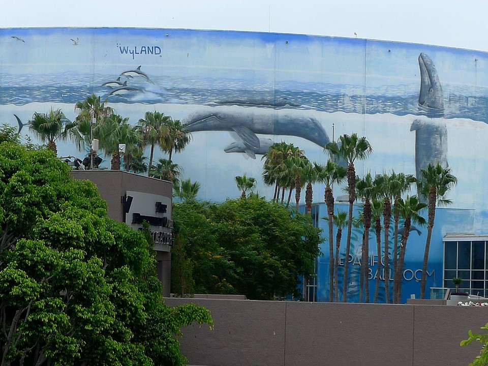 Whale Mural at Long Beach Stadium