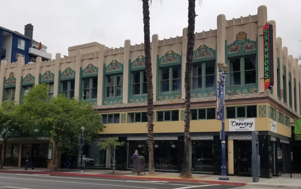 Original Art Deco facade of Shannon's in Long Beach